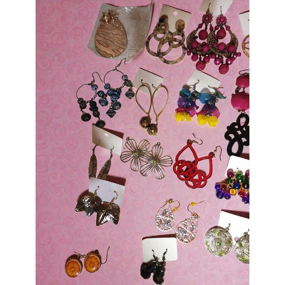 40 Pair Earring Lot Boho Dangle Statement Novelty Fruit Eye of Horus Retro - Picture 6 of 6